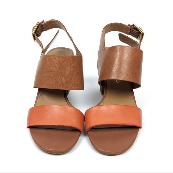 Franco Sarto Burnt Blush The Gothic Leather Block Heel Dress Sandal Size 6 - Picture 3 of 9